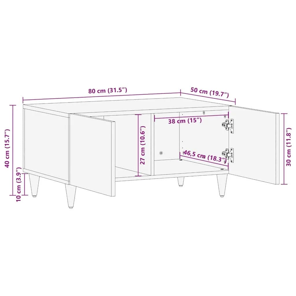 Klubska miza 80 x 50 x 40 cm Masiven les manga - slika 11