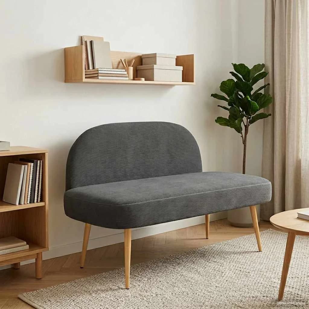 Oblazinjena klop z naslonom Temno siva 110 x 60 x 76 cm