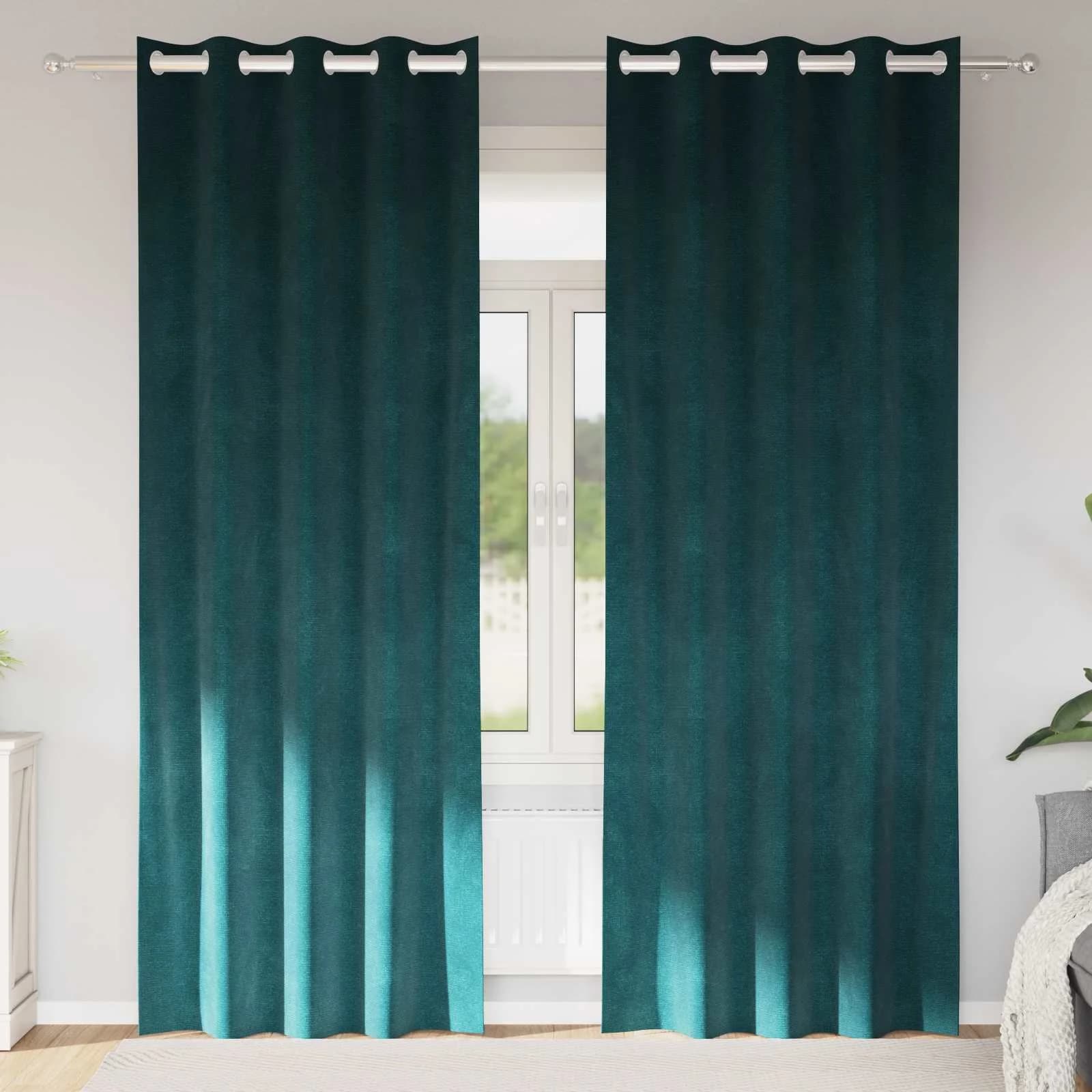 Zatemnitvene zavese 2 kos Temno zelena 140 x 245 cm Žamet