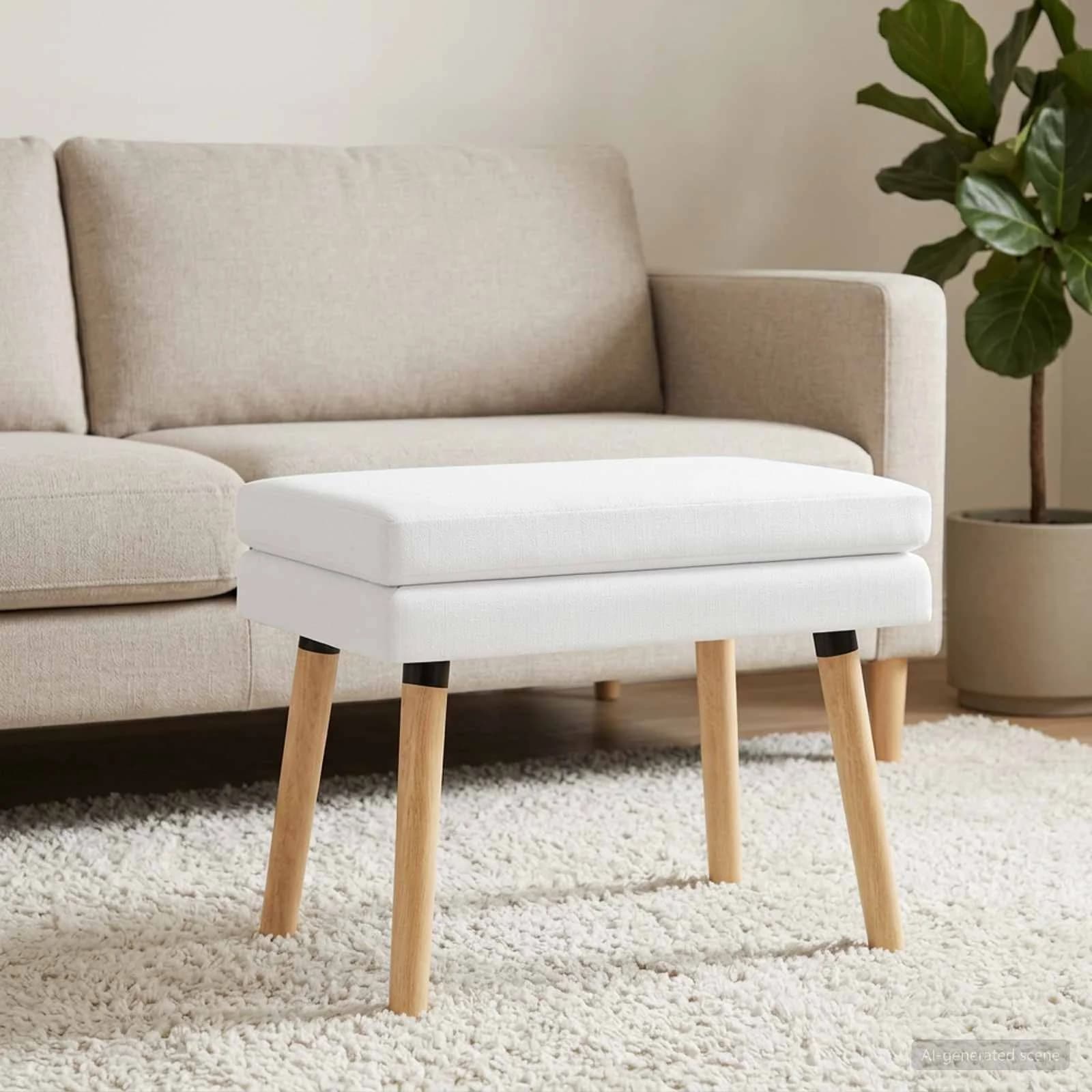 Dvojna klop Bela 60 x 40 x 46 cm Blago - slika 4