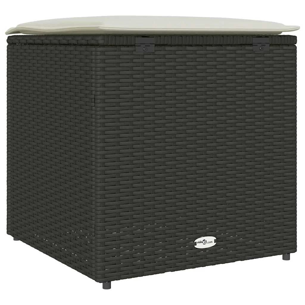 Škatla za blazine Črna 50 x 50 x 50 cm poli ratan - slika 7