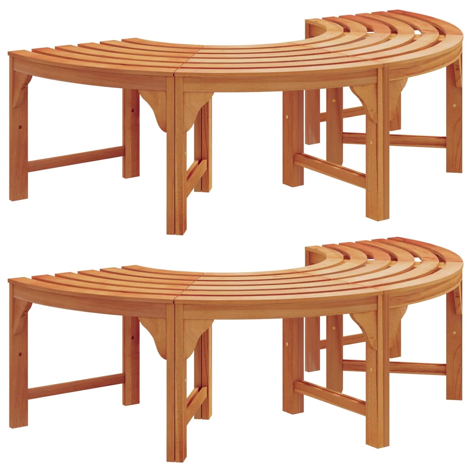 Banka Dreves 8 -Seater 2 kos 160 x 80 x 45cm Naravna - slika 2