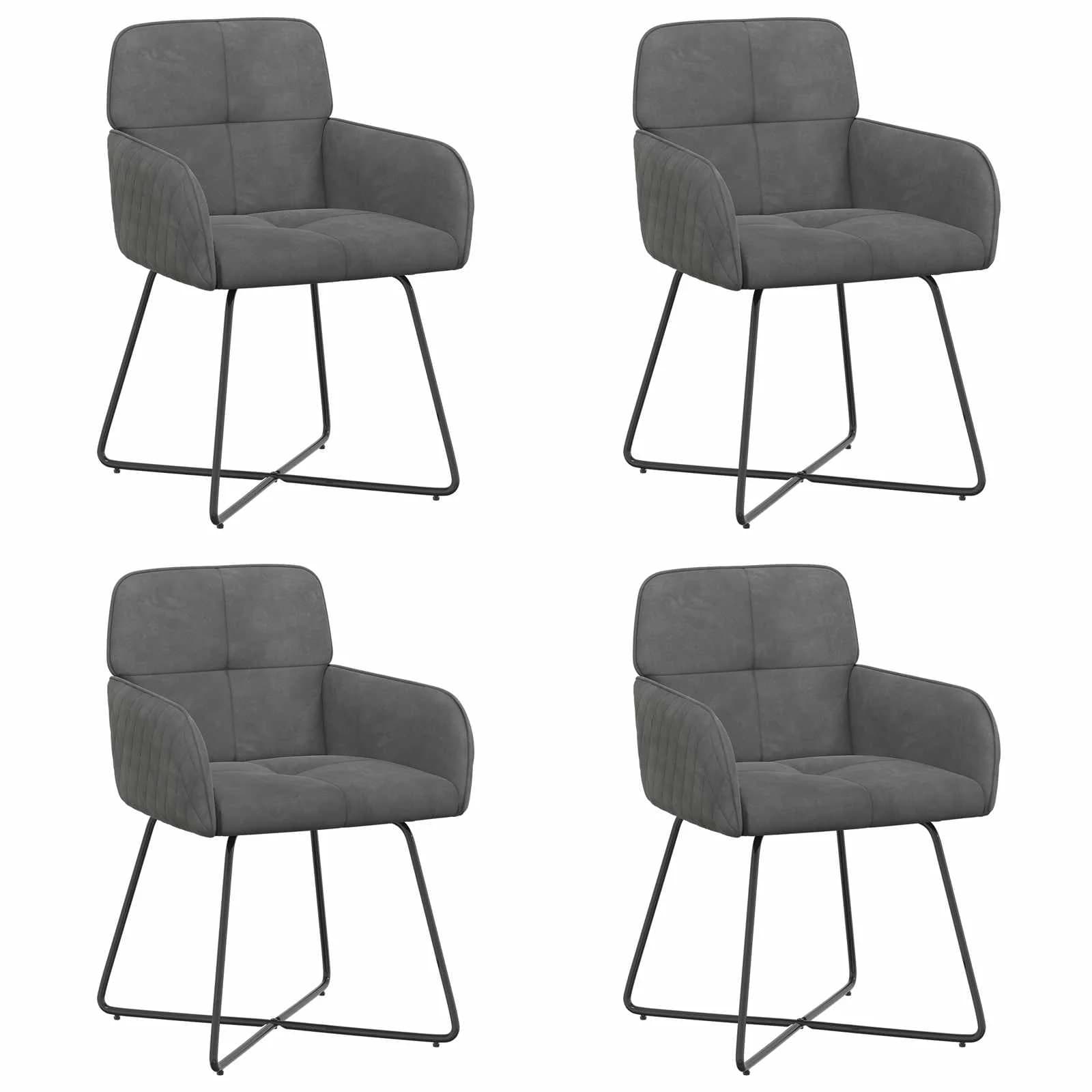 Jedilni stoli 4 kos Žamet Temno siva 59 x 56,5 x 86 cm - slika 2