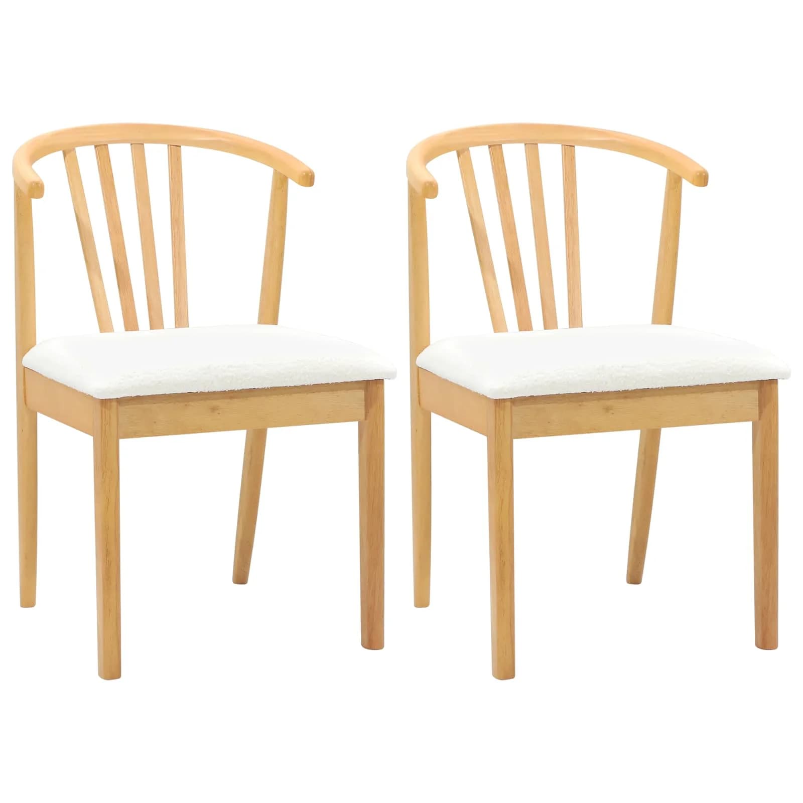 Jedilni stol 2 kos Trda guma Naravna in bela 51 x 61 x 80,5 cm - slika 2