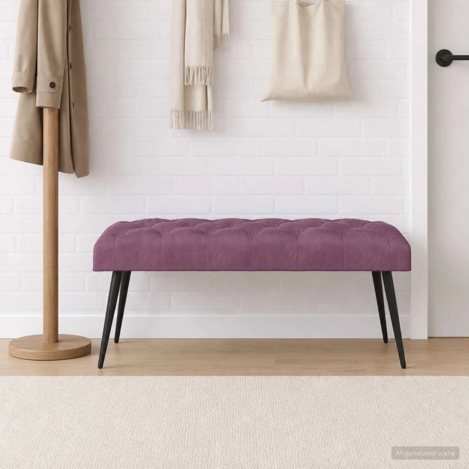 Klop s gumbnim oblazinjenjem Vijolična 110 x 40 x 46 cm Žamet - slika 3