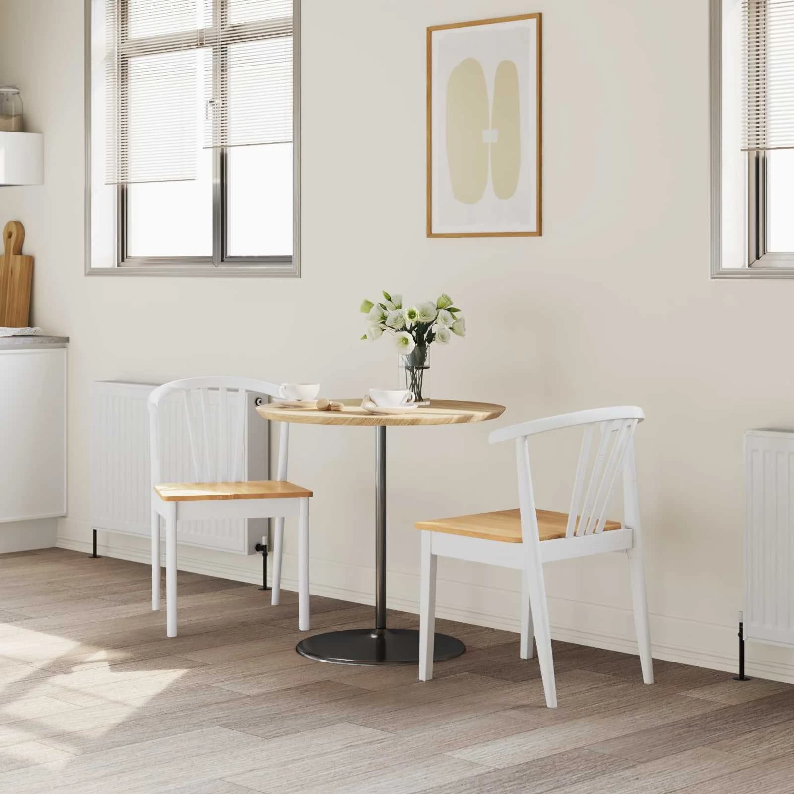 Jedilni stol 2 kos Trda guma bela in naravna 51 x 61 x 80,5 cm - slika 3