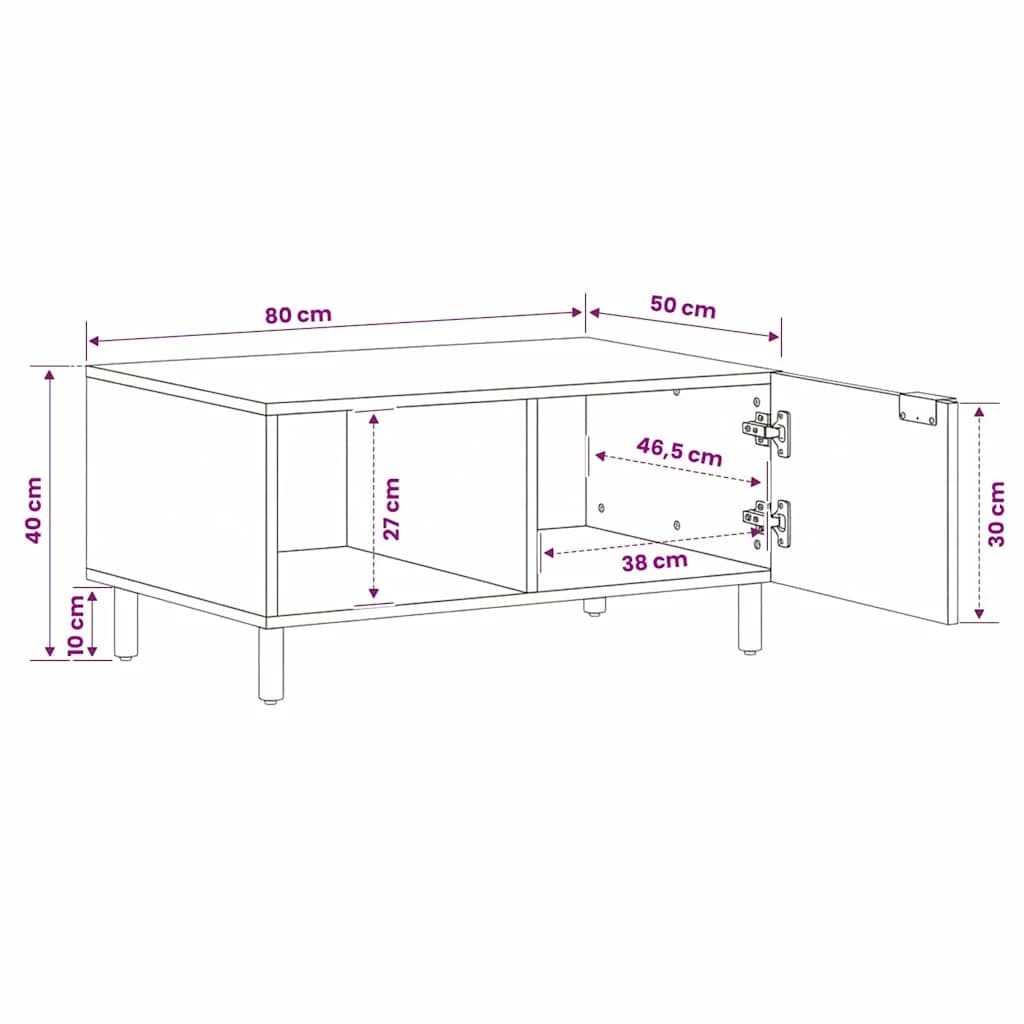 Klubska miza Rjava 80 x 50 x 40 cm Masiven les manga - slika 11