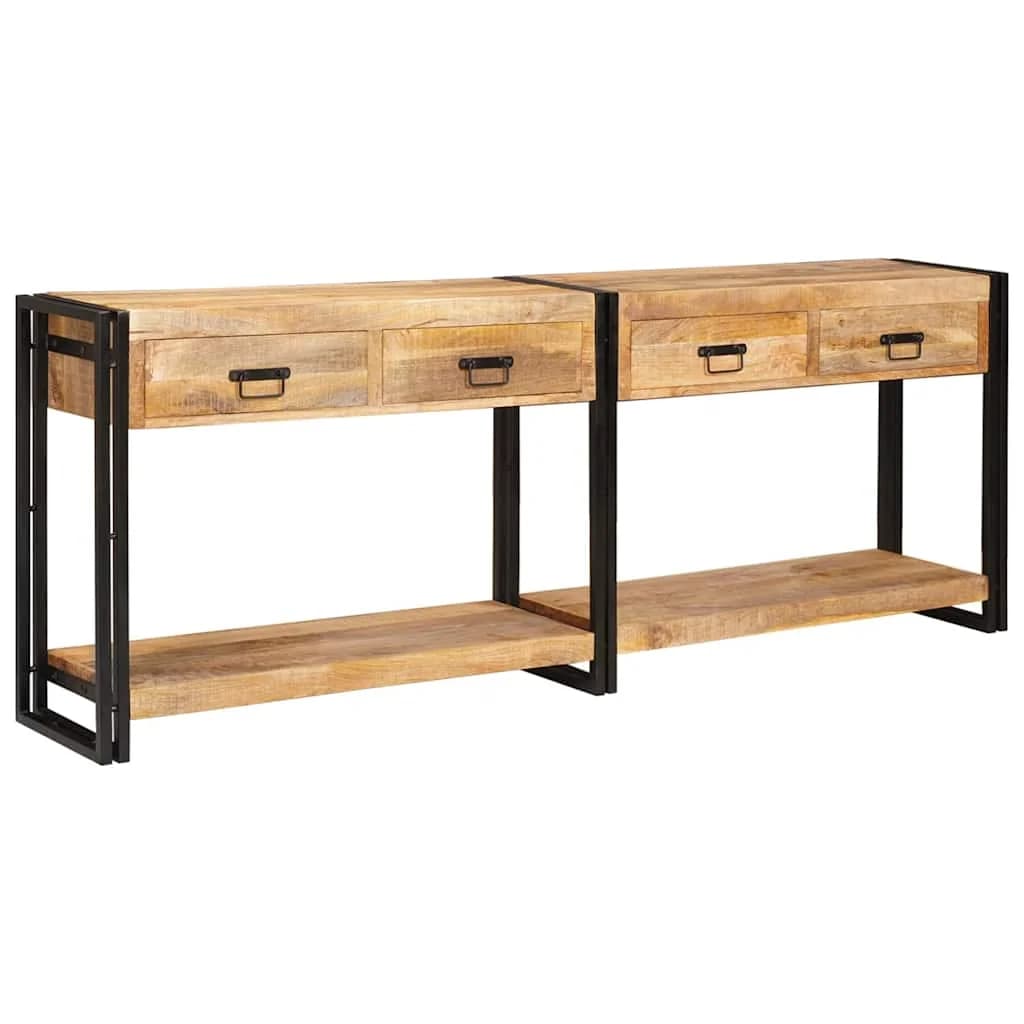 Konzolne mizice 2 kos Rjava 200 x 33 x 75 cm Masiven les manga - slika 3