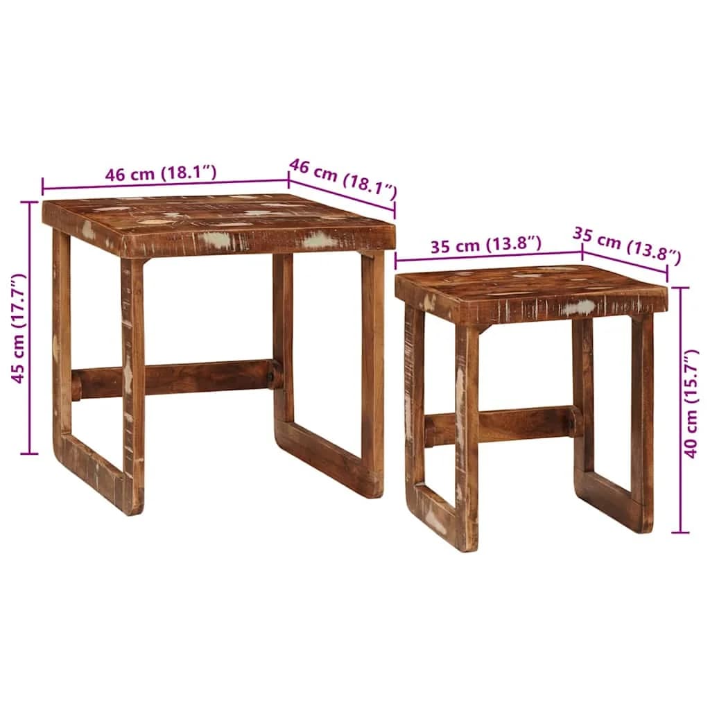 Gnezditvene mize 2 kos Rjava 46 x 46 x 45 cm - slika 11