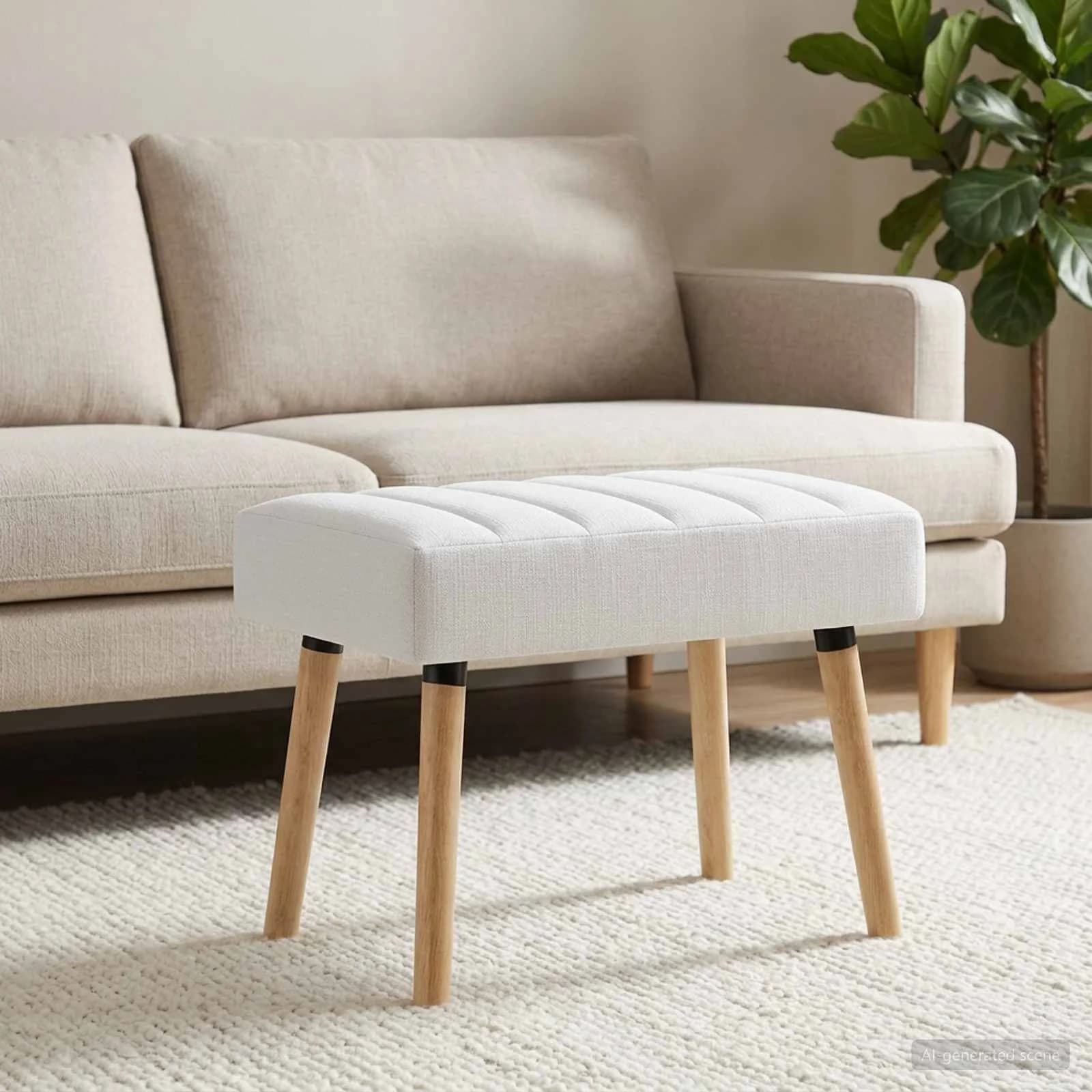 Bench z kanalnim oblazinjenjem Bela 60 x 40 x 45 cm Blago - slika 3