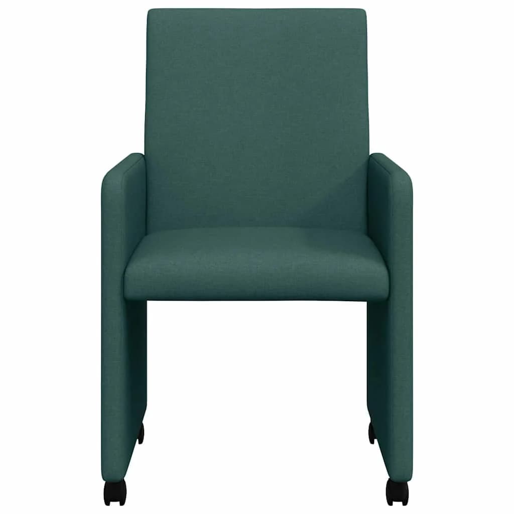 Jedilni stoli s kolesi 2 kos blago Temno zelena 57 x 66 x 94 cm - slika 4