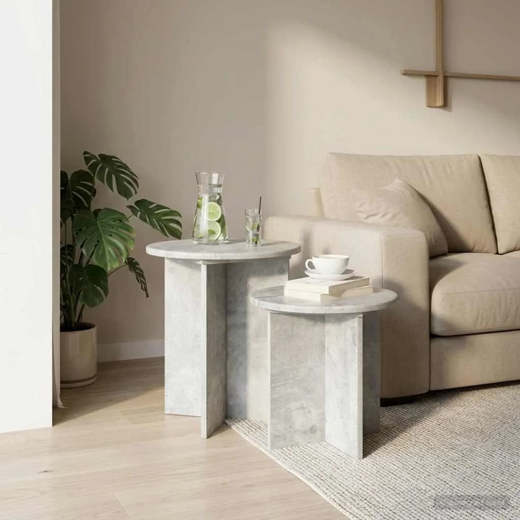 Komplet stranskih mizic 2 kos Betonsko siva Ø 45 x 45 cm - slika 4