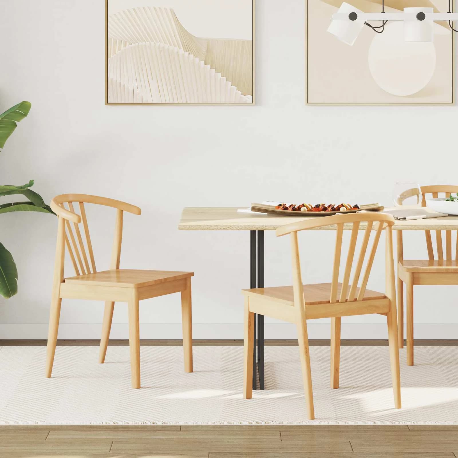Jedilni stol 2 kos Trda guma Naravna 51 x 61 x 80,5 cm