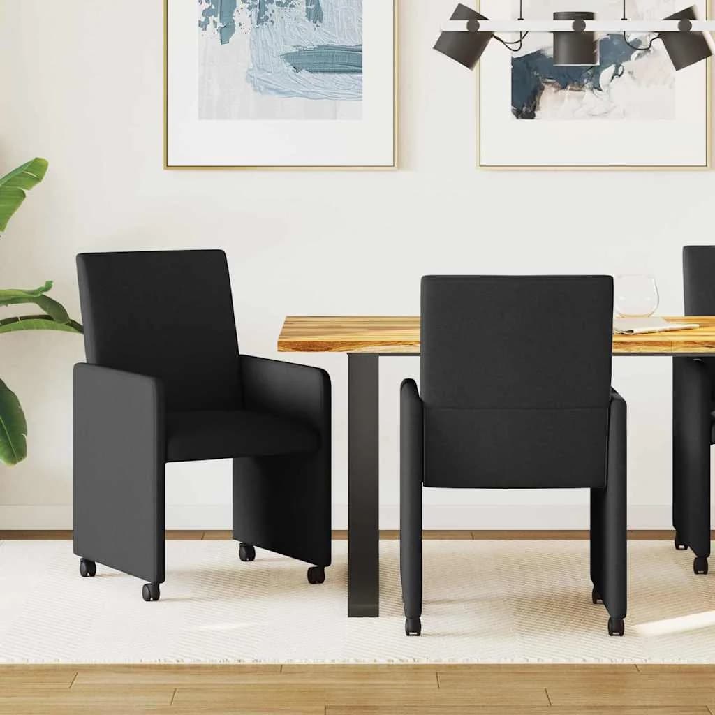 Jedilni stoli s kolesi 2 kos blago Črna 57 x 66 x 94 cm