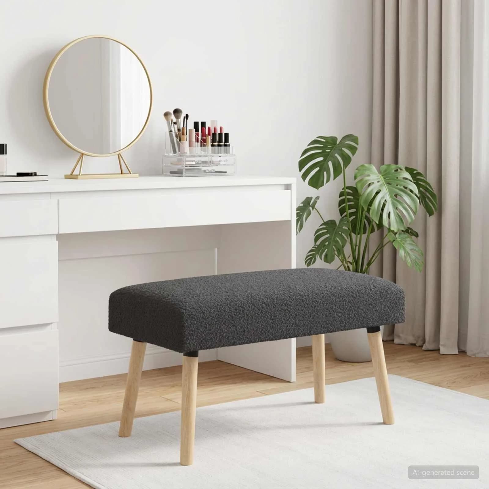 klop Enobarvno Temno siva 80 x 40 x 46 cm Bouclé