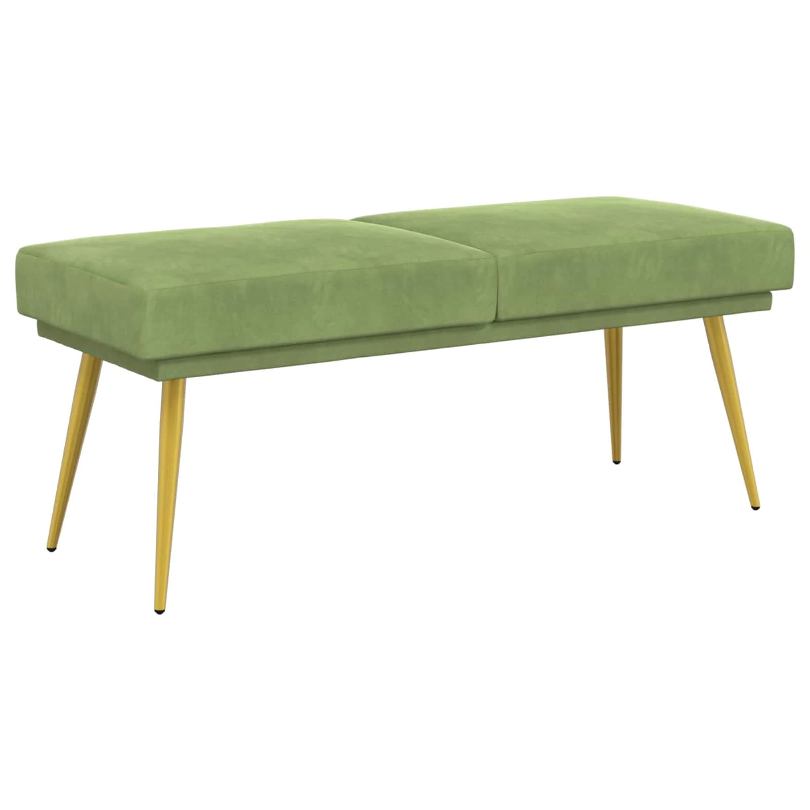 Dvojna klop Svetlo zelena 120 x 45 x 46 cm Žamet - slika 2