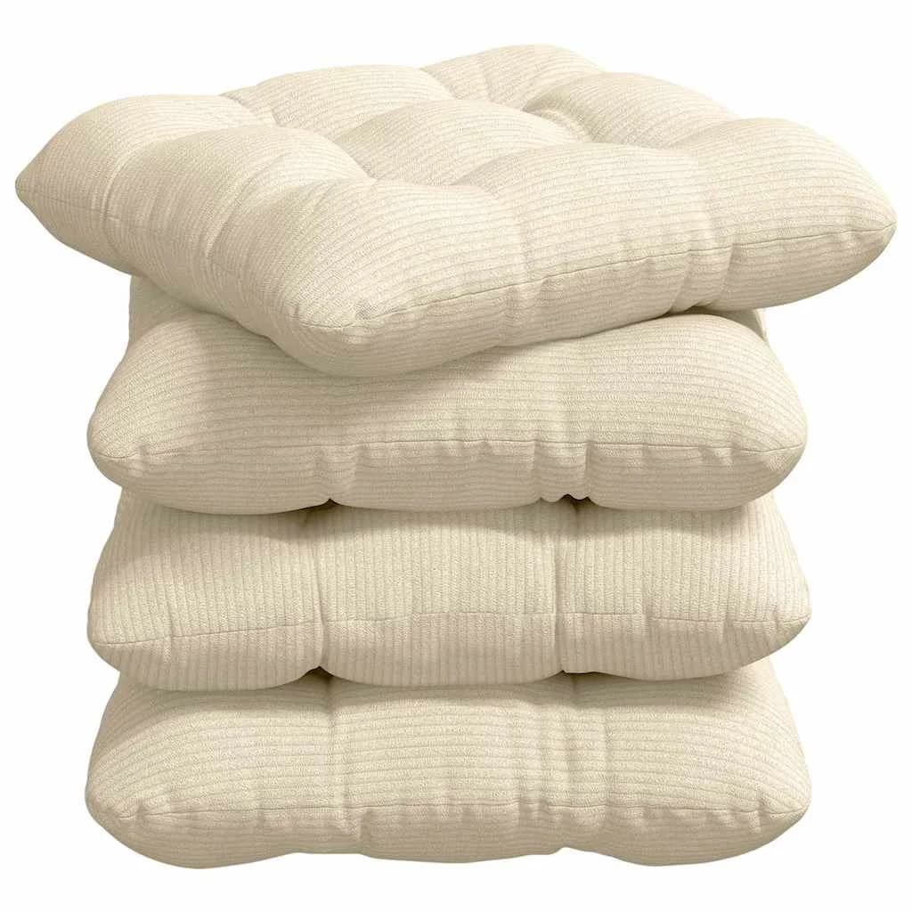 Sedežne blazine 4 kos Žametna tkanina Krem 40 x 40 cm - slika 2