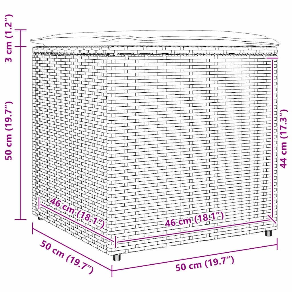 Škatla za blazine Siva 50 x 50 x 50 cm poli ratan - slika 12
