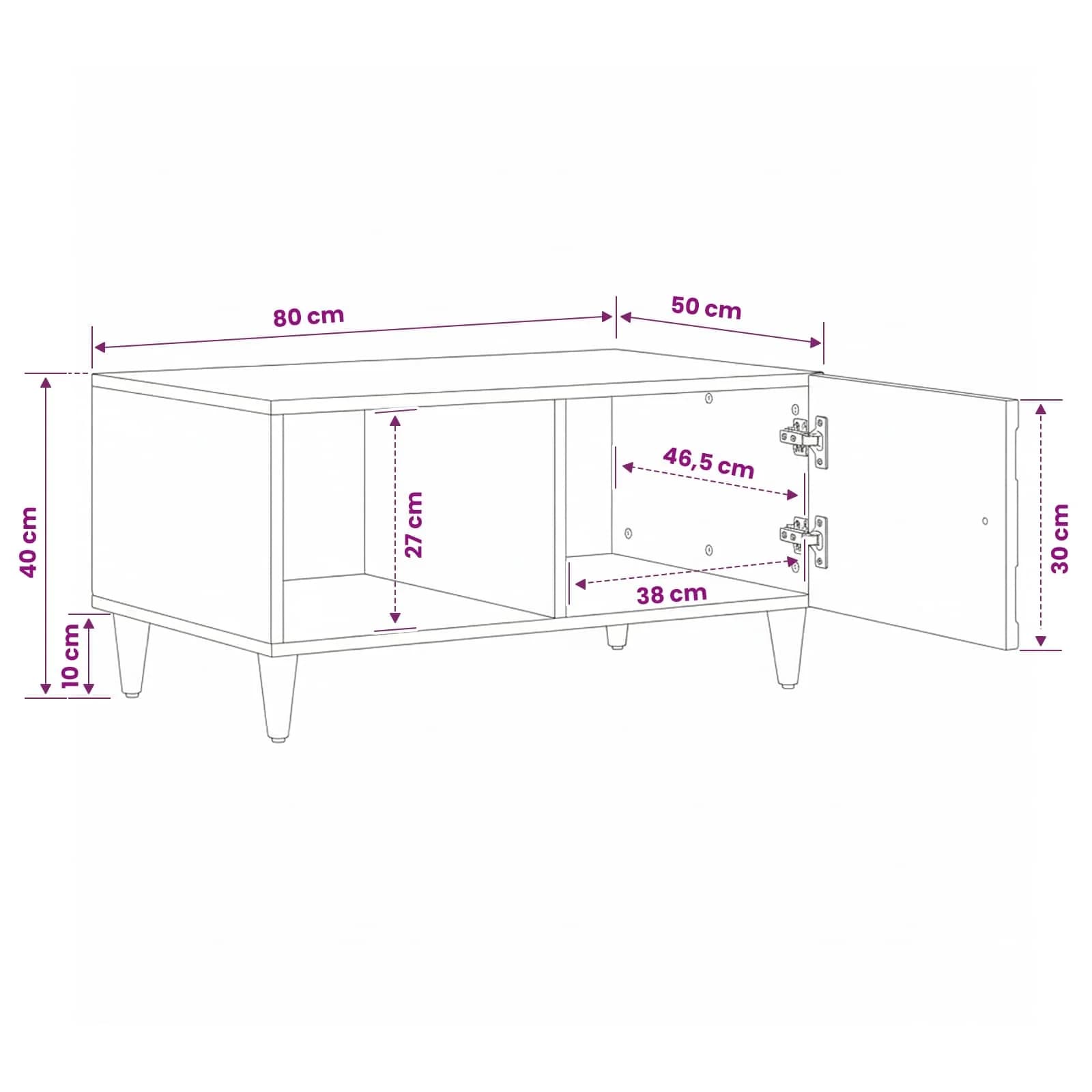 Klubska miza Rjava 80 x 50 x 40 cm Masiven les manga - slika 12