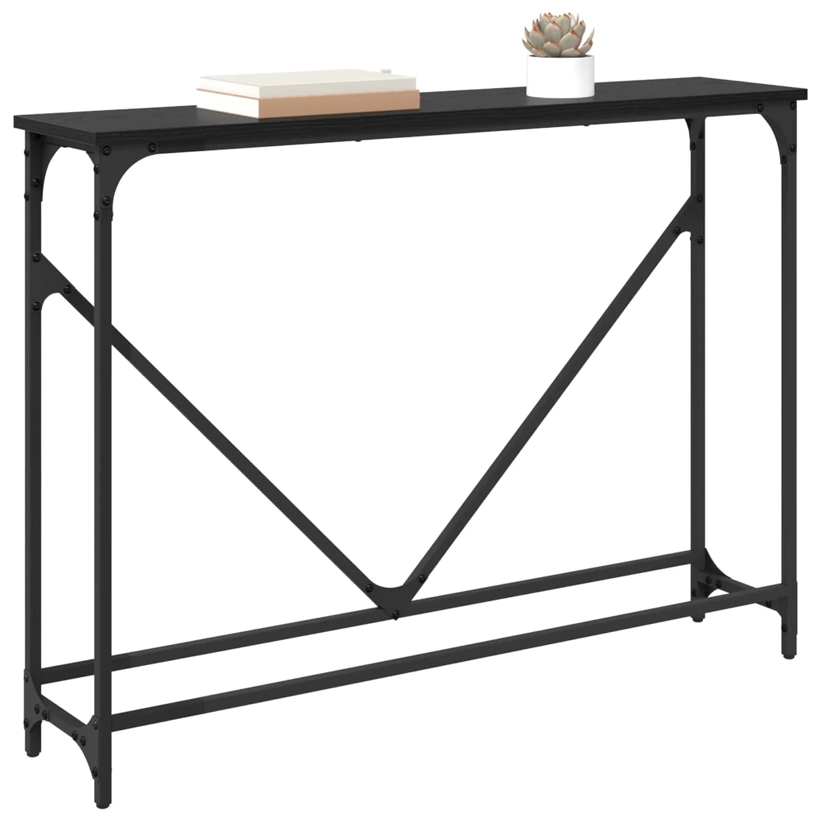 Konzolna miza Črna Orehovina 102 x 23 x 75 cm Inženirski les - slika 3