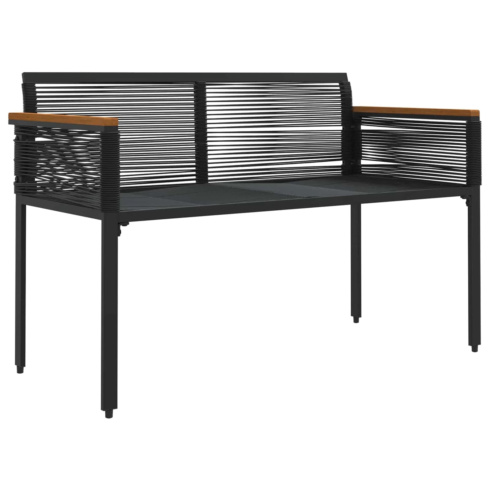 Zunanja klop Črna in krem bela 117 x 54 x 74.5 cm poli ratan - slika 4