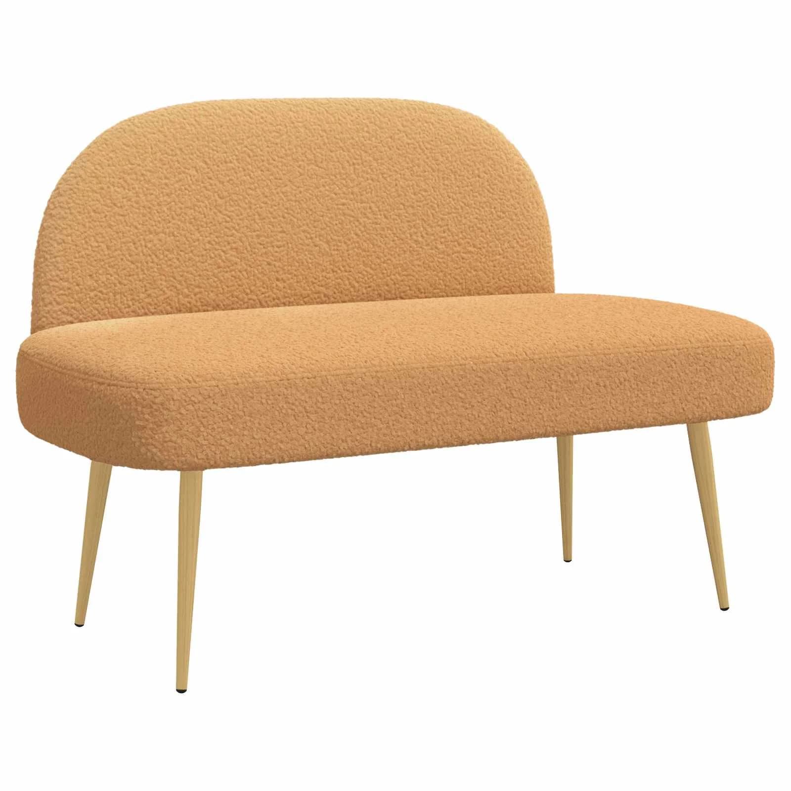 Oblazinjena klop z naslonom Bež 110 x 60 x 76 cm Bouclé - slika 2