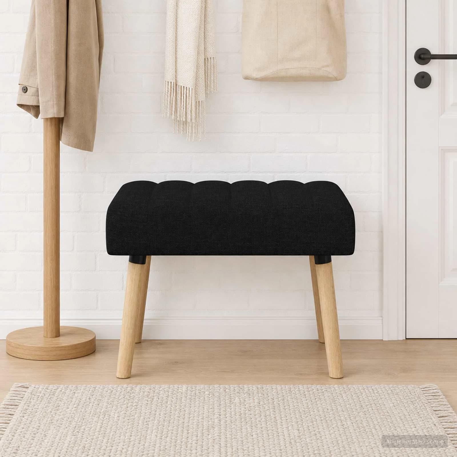 Bench z kanalnim oblazinjenjem Črna 60 x 40 x 45 cm Blago - slika 4
