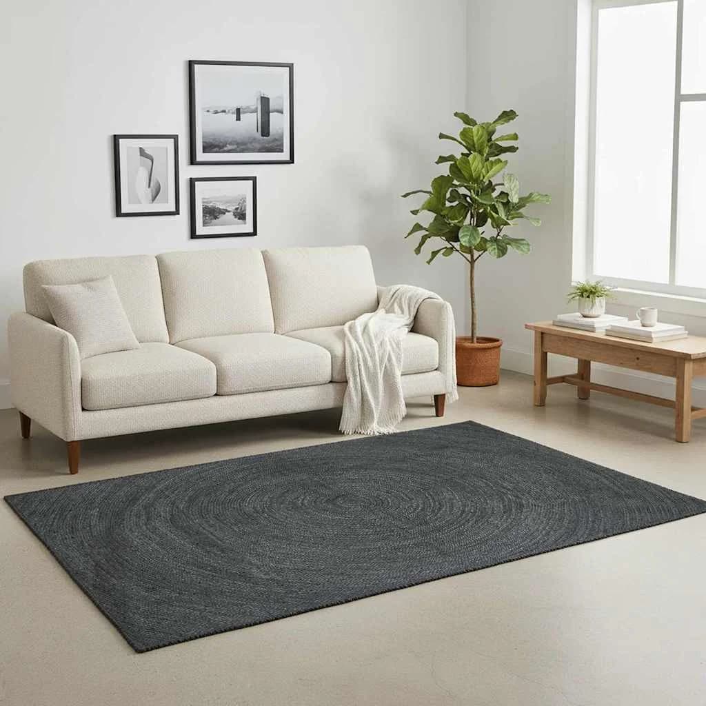 Preproge za površine Temno siva 160 x 160 cm Juta - slika 2