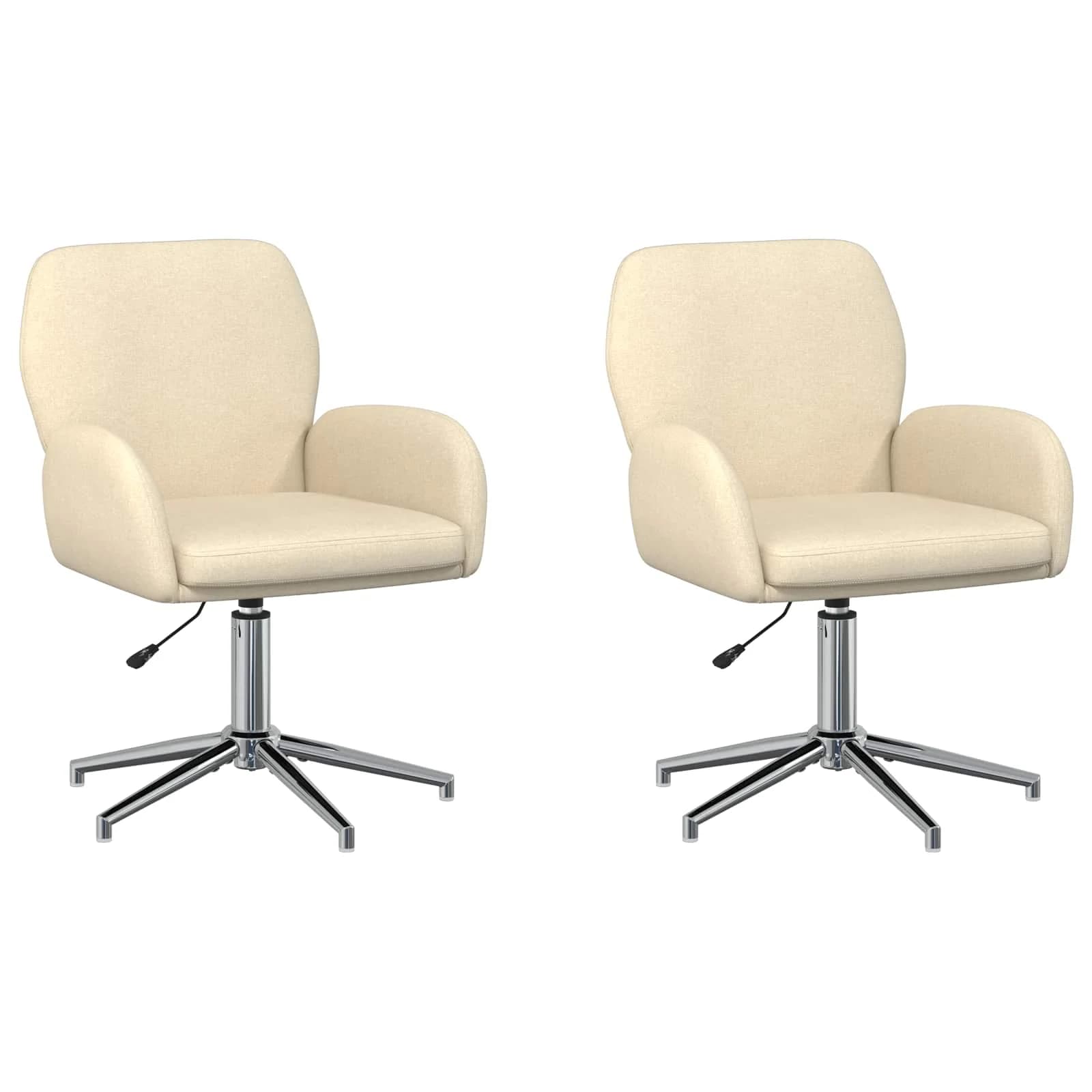 Vrteči pisarniški stoli 2 kos 54 x 58 x 90 cm Krem Blago - slika 2
