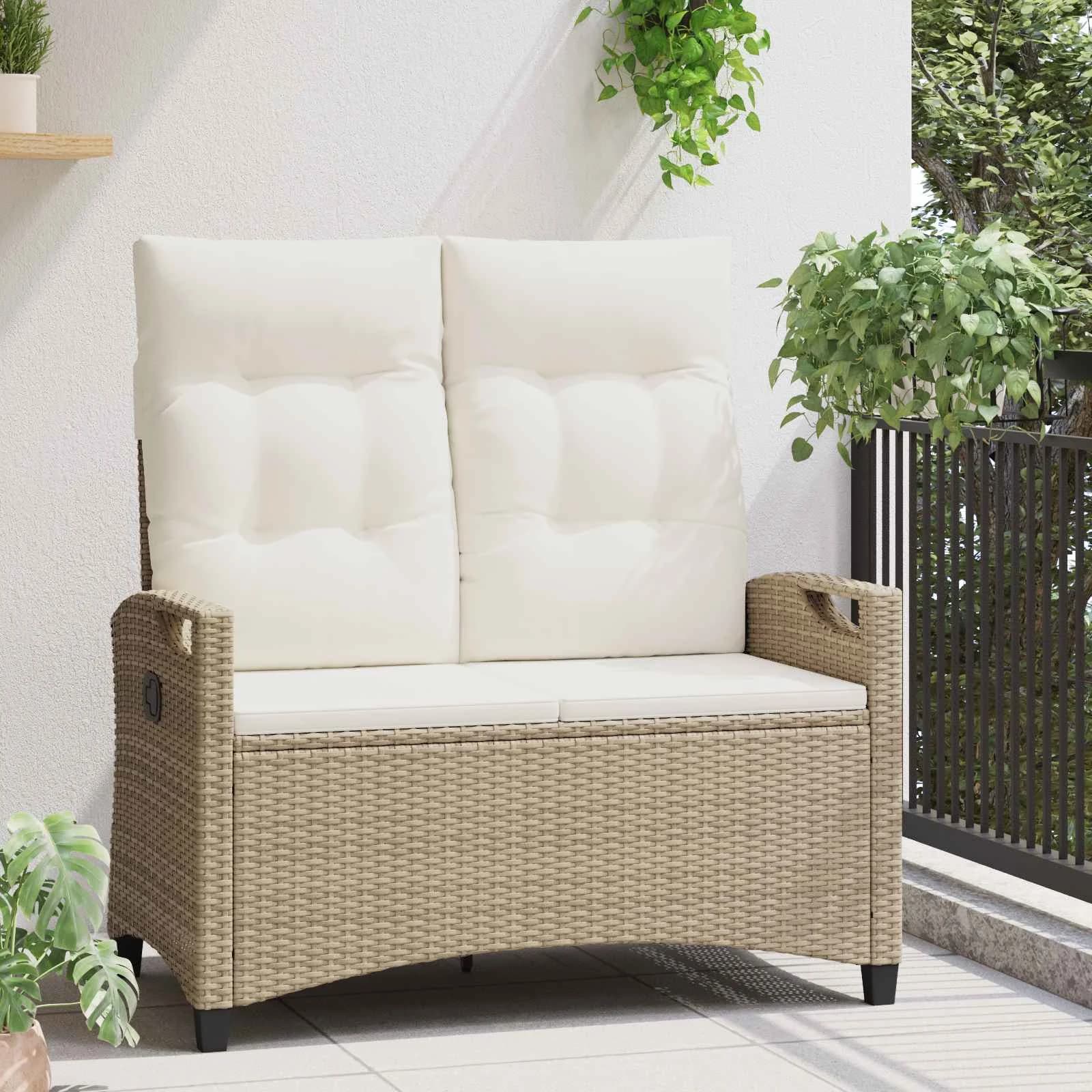 Vrtna klop z blazino Bež in smetanova 105 x 60 x 112 cm - slika 3