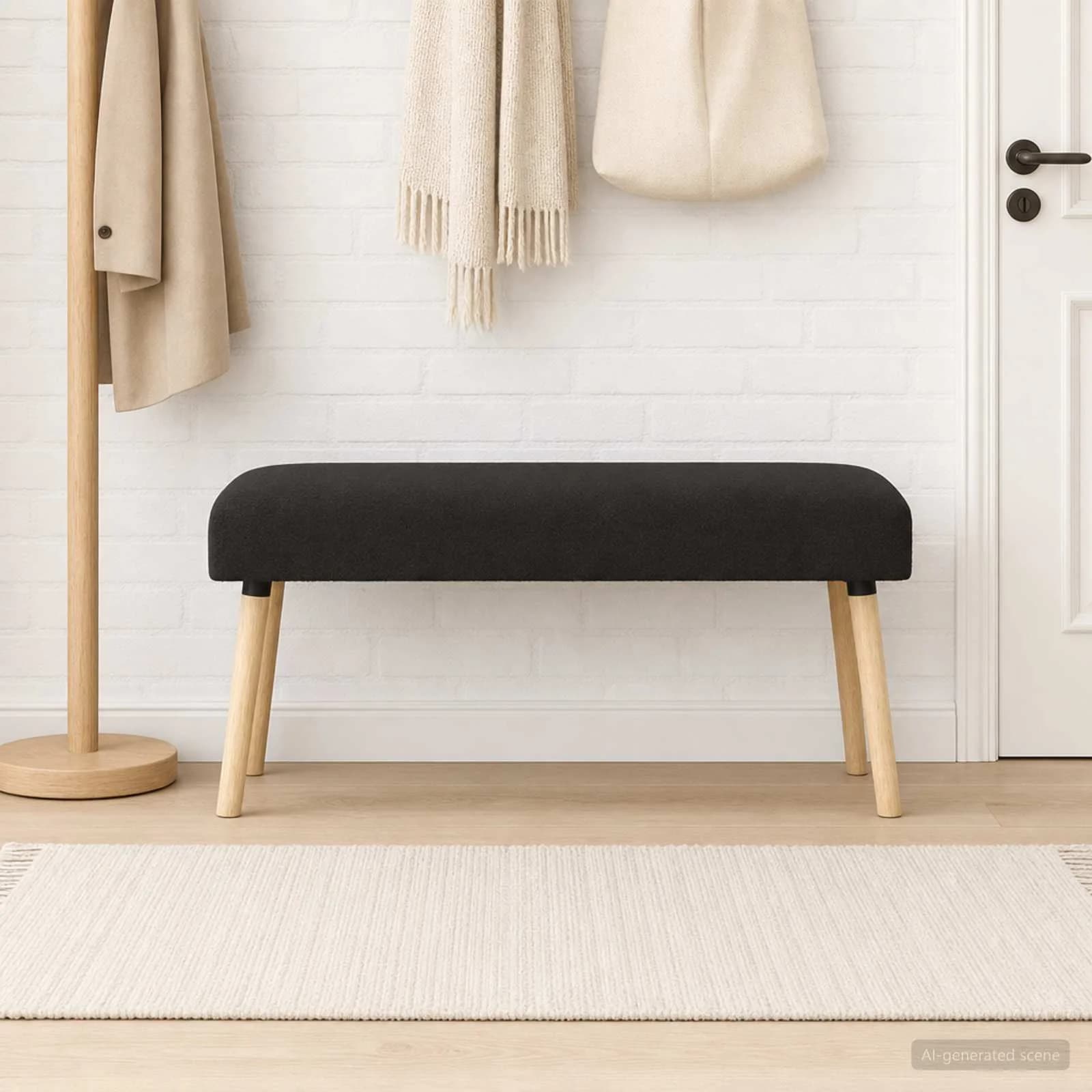 klop Enobarvno Črna 110 x 40 x 46 cm Bouclé - slika 4