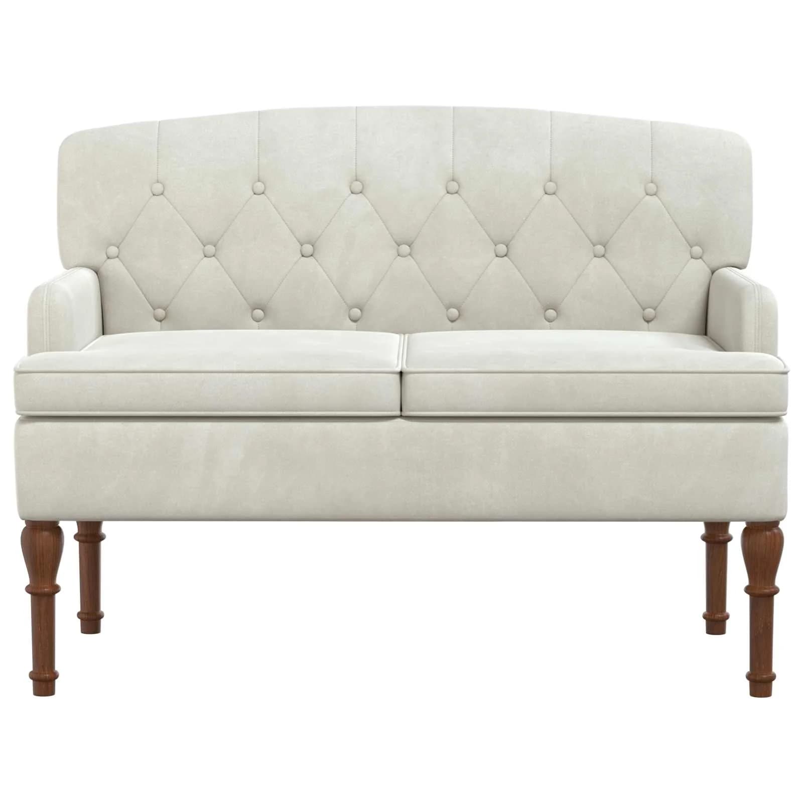 Dvojnica s gumbi Krem 111 x 65 x 79 cm Žamet - slika 3