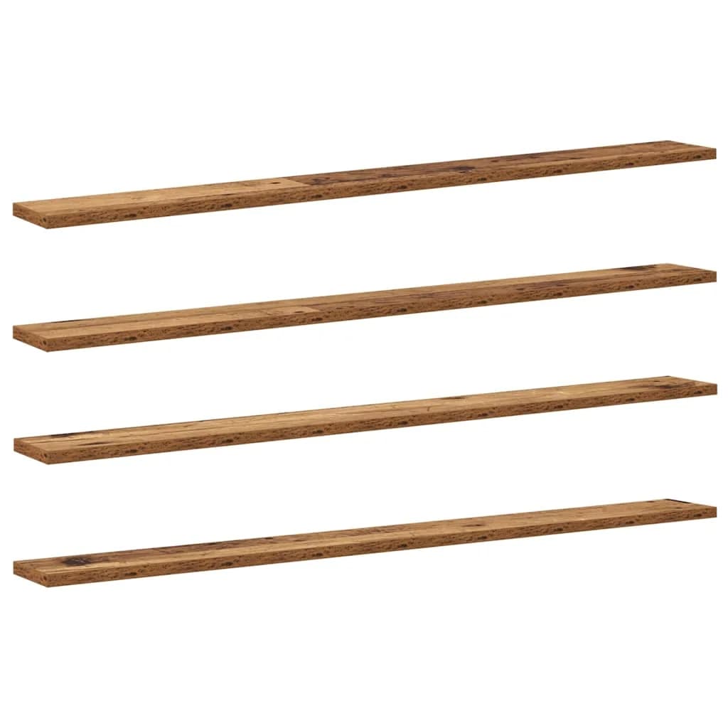 Polica za knjige 3 nivojev 4 kos 100 x 10 x 1,5 cm Rjava - slika 2