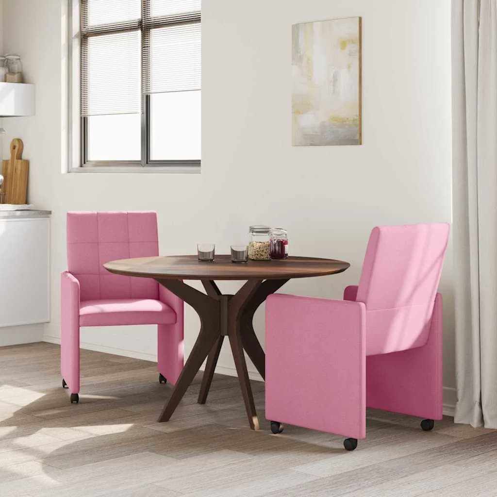 Jedilni stoli s kolesi 2 kos blago Roza 58 x 65 x 94 cm - slika 3