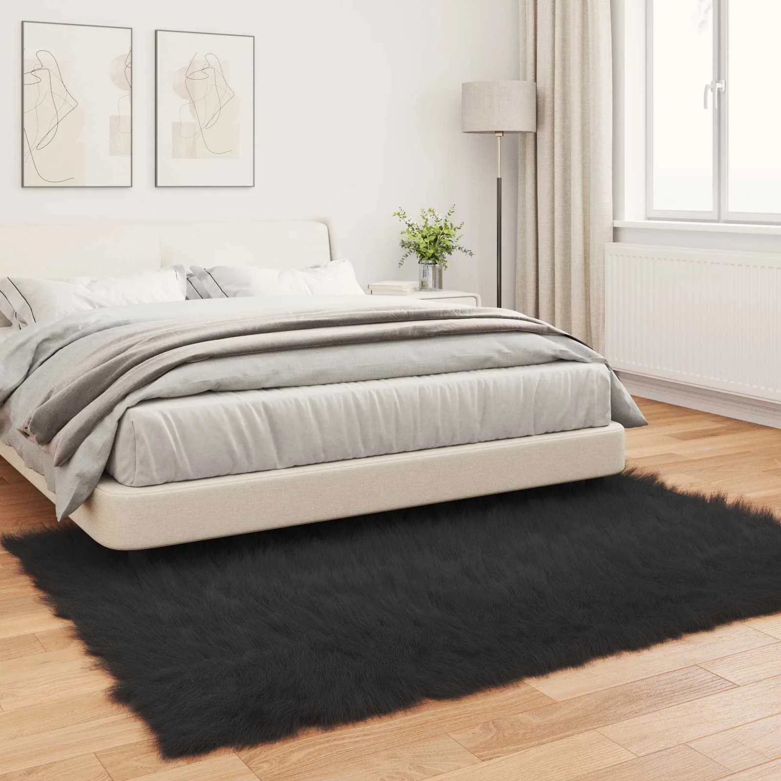 Preproga iz umetnega ovčjega krzna TAFALLA Črna 160 x 230 cm - slika 4