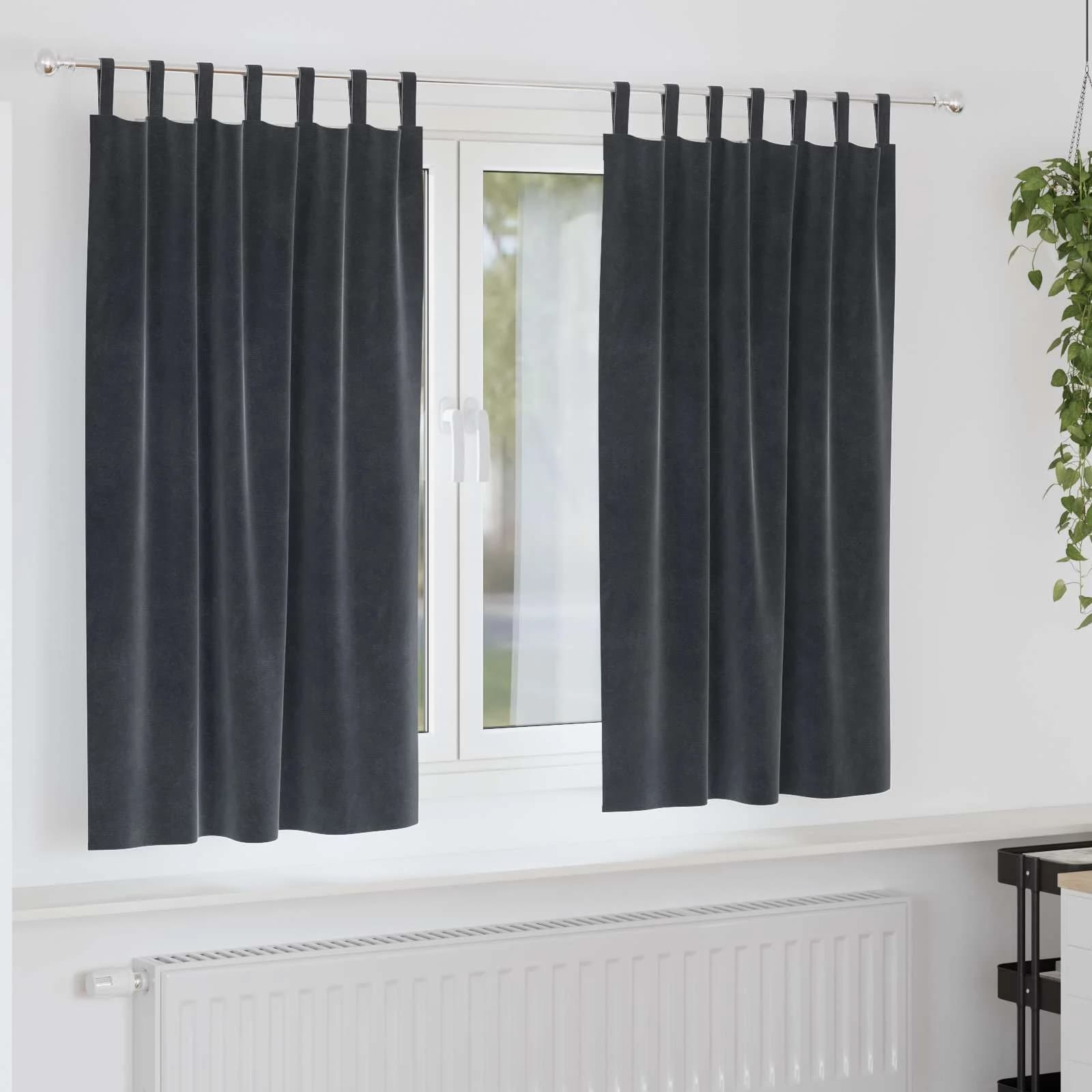 Zatemnitvene zavese 2 kos Temno siva 140 x 175 cm Žamet