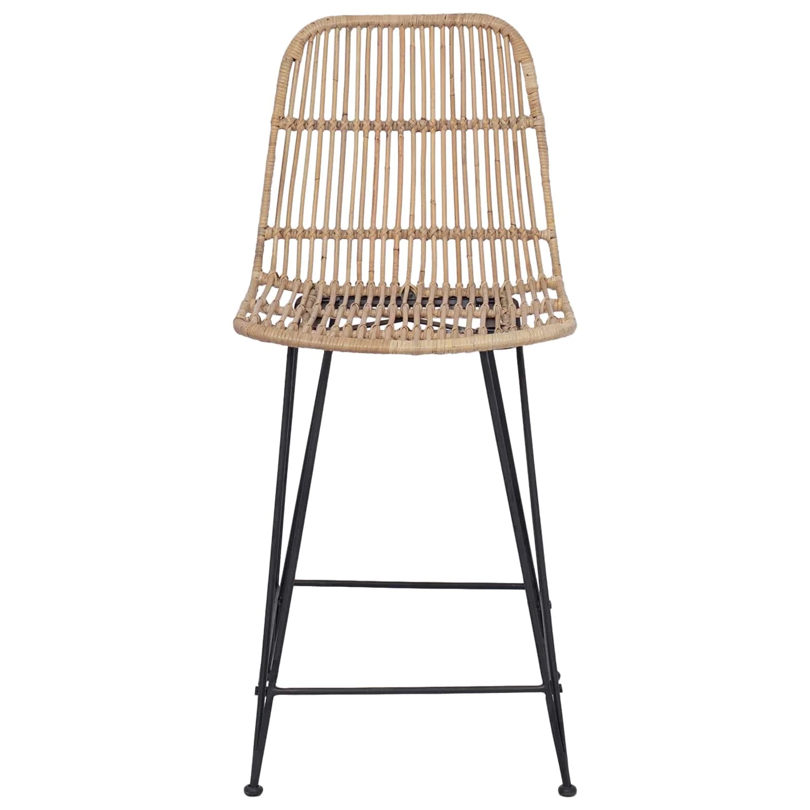 Barski stol 2 kos Naravna 44 x 54 x 96 cm Rattan in jeklo - slika 5