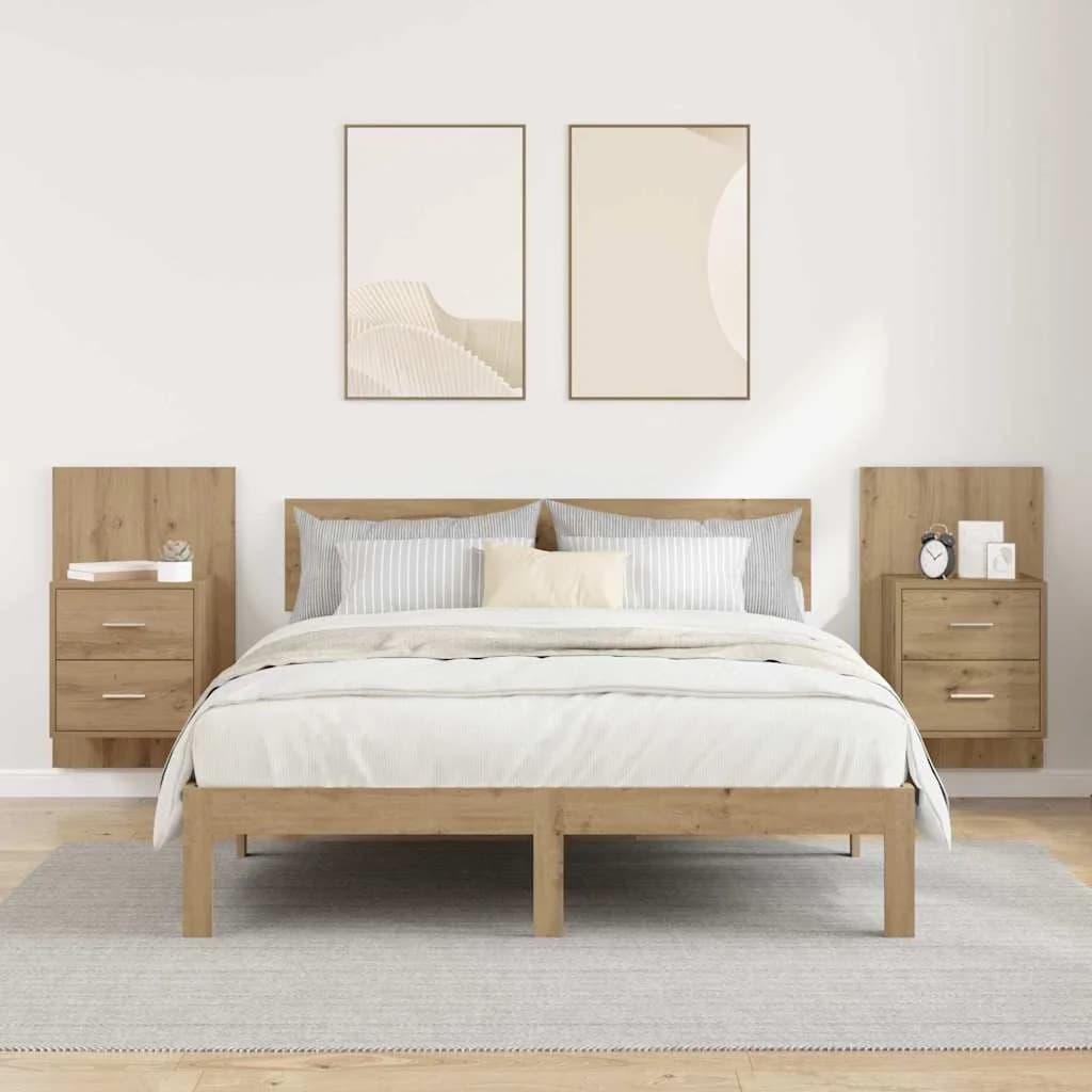 Stenska nočna omarica 2 kos Umetni hrast 48,5 x 32,5 x 80 cm - slika 4