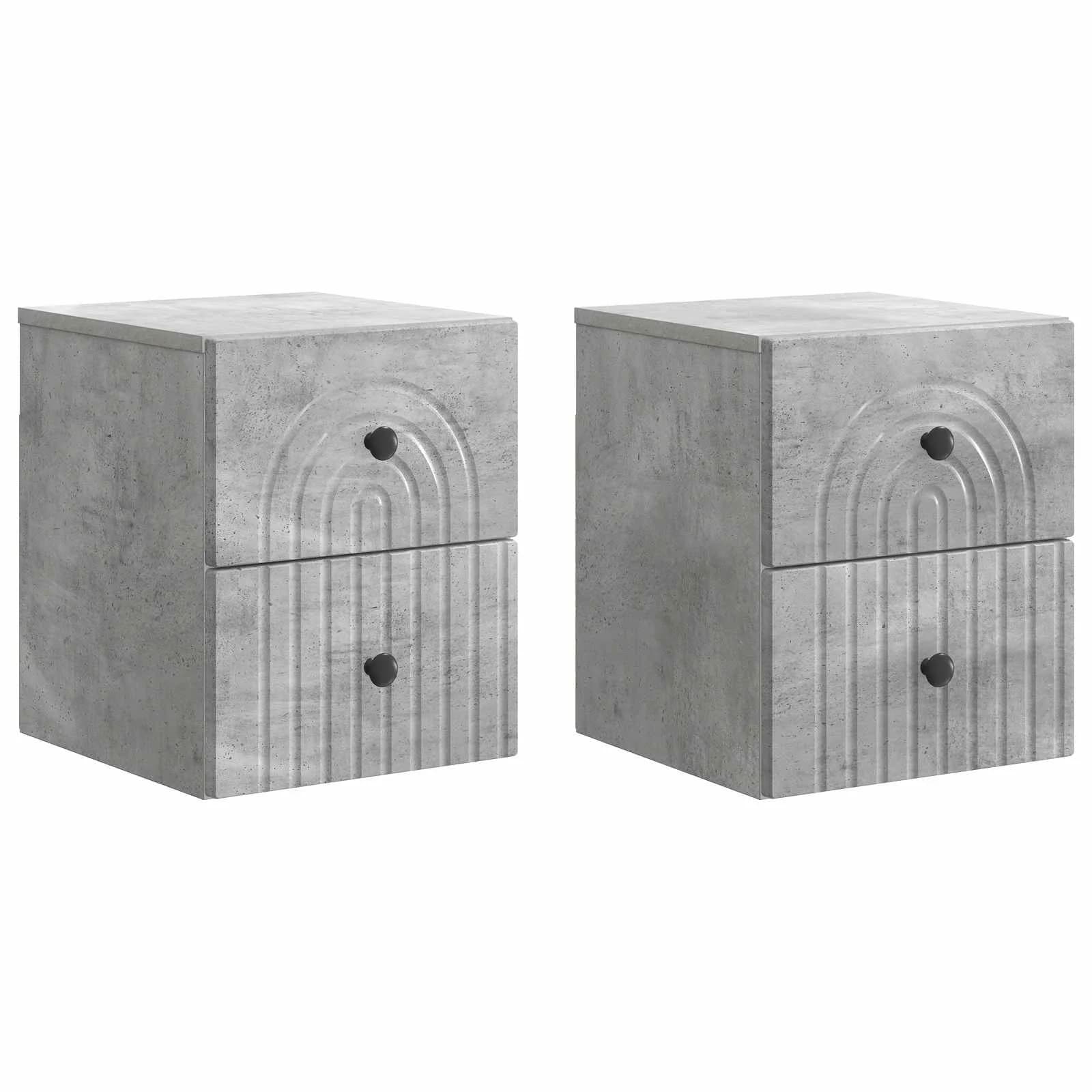 Stenski nočni omarici 2 kos Betonsko siva 33 x 34,5 x 40 cm - slika 2