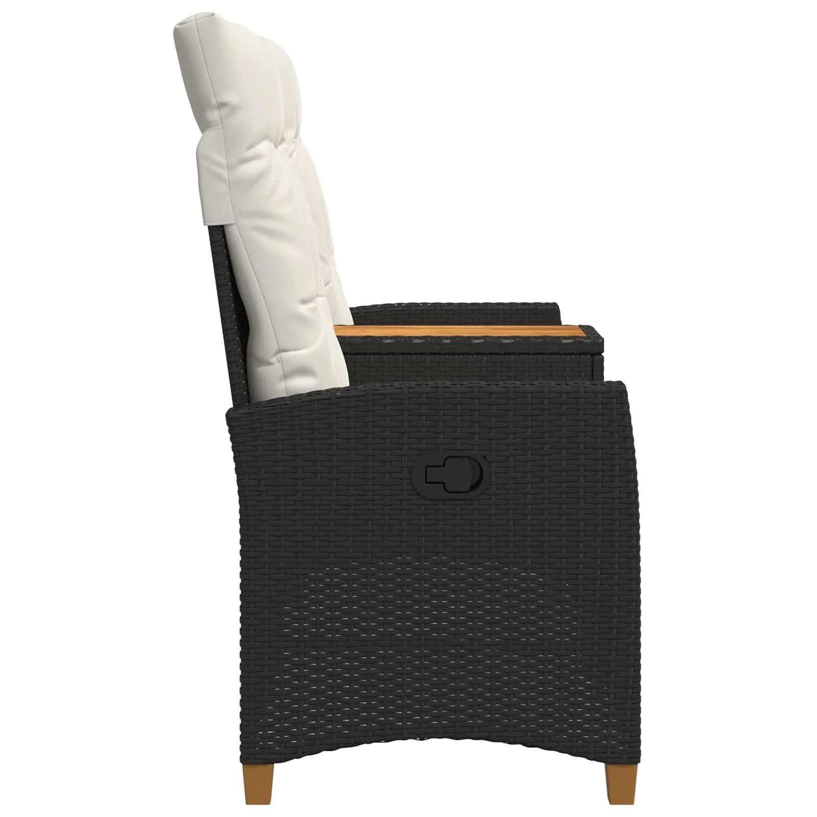 Zložljiva klop s tabelo Črna in krem bela 126 x 65 x 112 cm - slika 3
