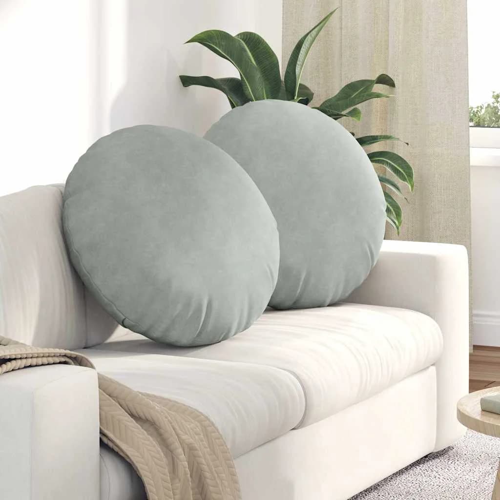 Sedežne blazine 2 pcs Svetlo siva Ø 40 x 13 cm Žamet