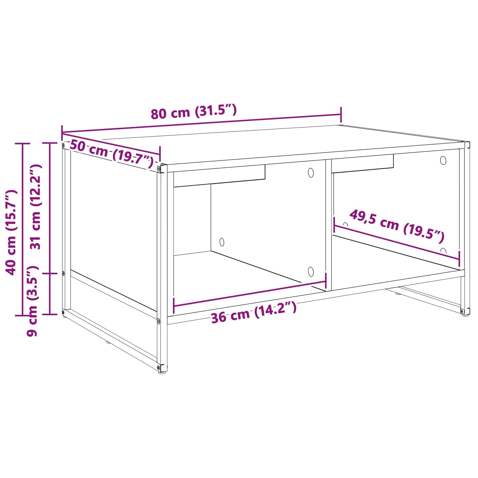 Klubska miza Oreh 80 x 50 x 40 cm Inženirski les - slika 11