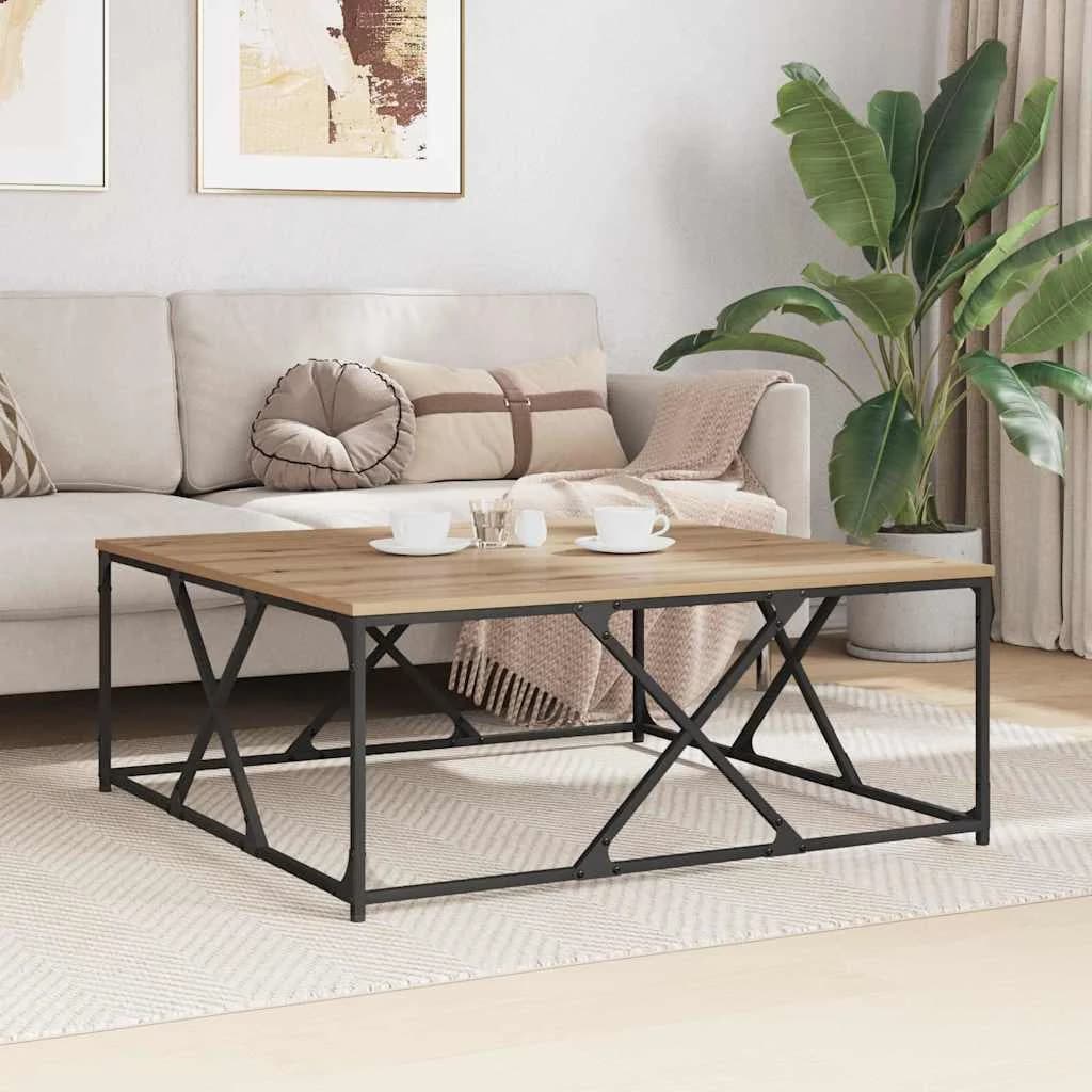 Klubska miza Umetni hrast 100 x 100 x 40 cm Inženirski les - slika 4