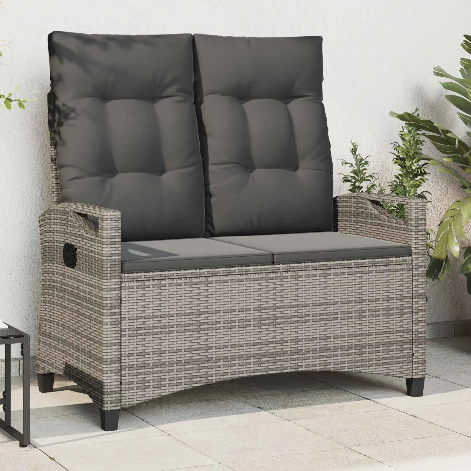 Vrtna klop z blazino Siva in temno siva 105 x 60 x 112 cm