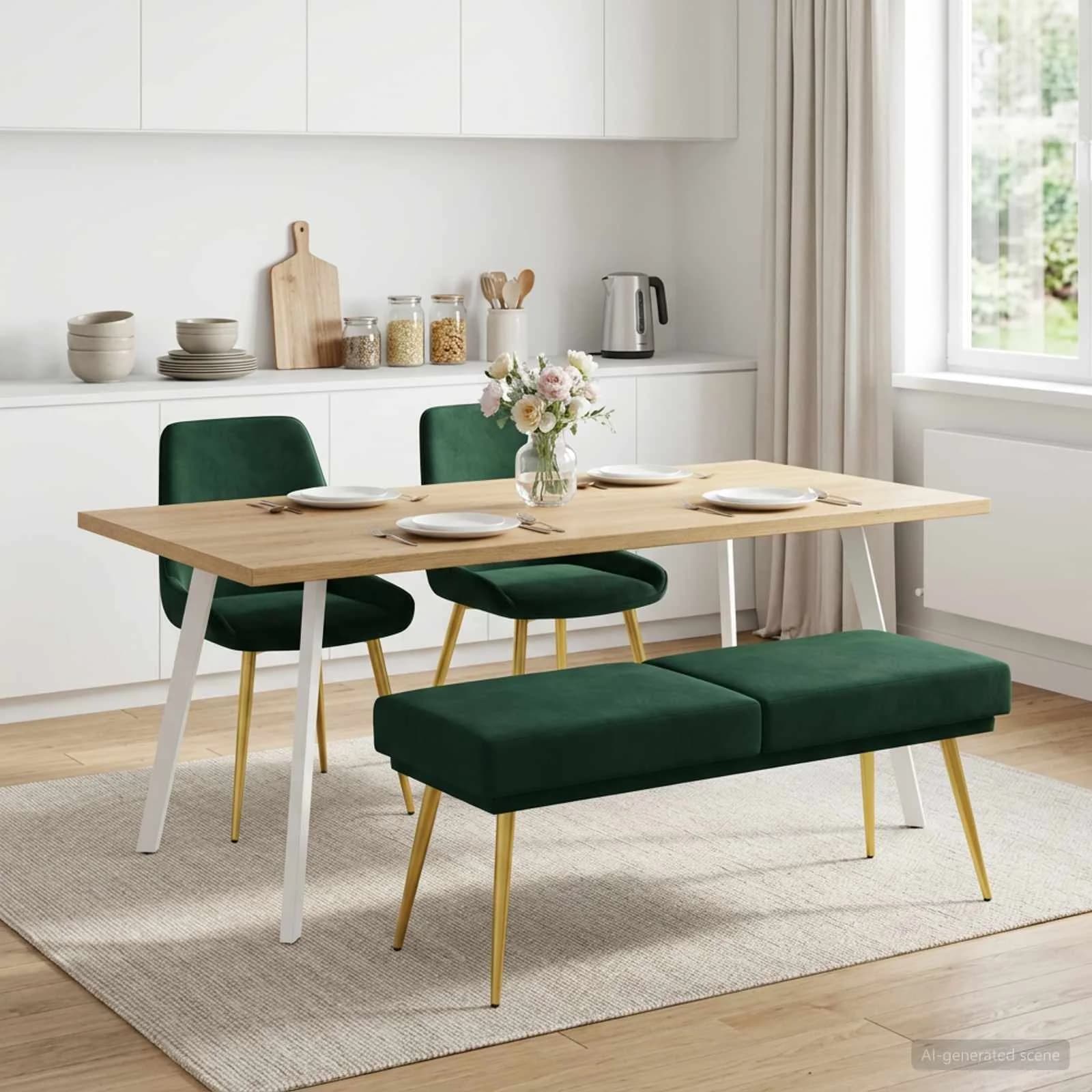 Dvojna klop Temno zelena 120 x 45 x 46 cm Žamet