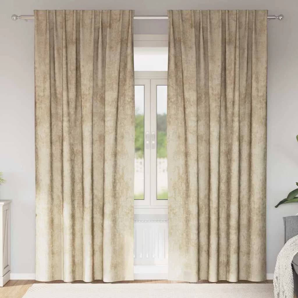 Velvete zavese 2 kos krema 245 x 140 cm Žamet