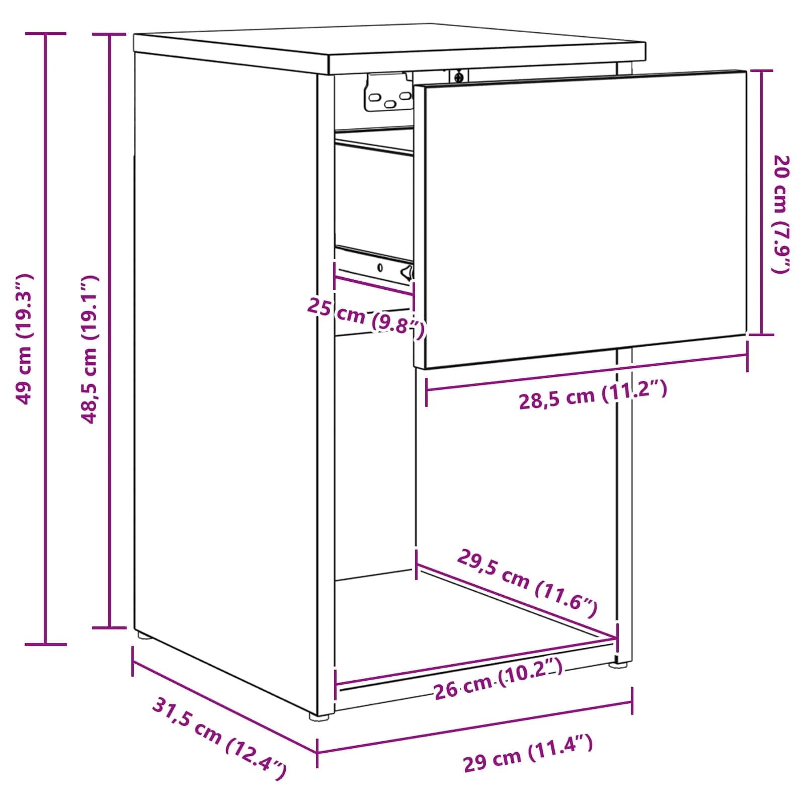 Posteljna omarica Artisan hrast 29 x 31,5 x 49 cm - slika 12