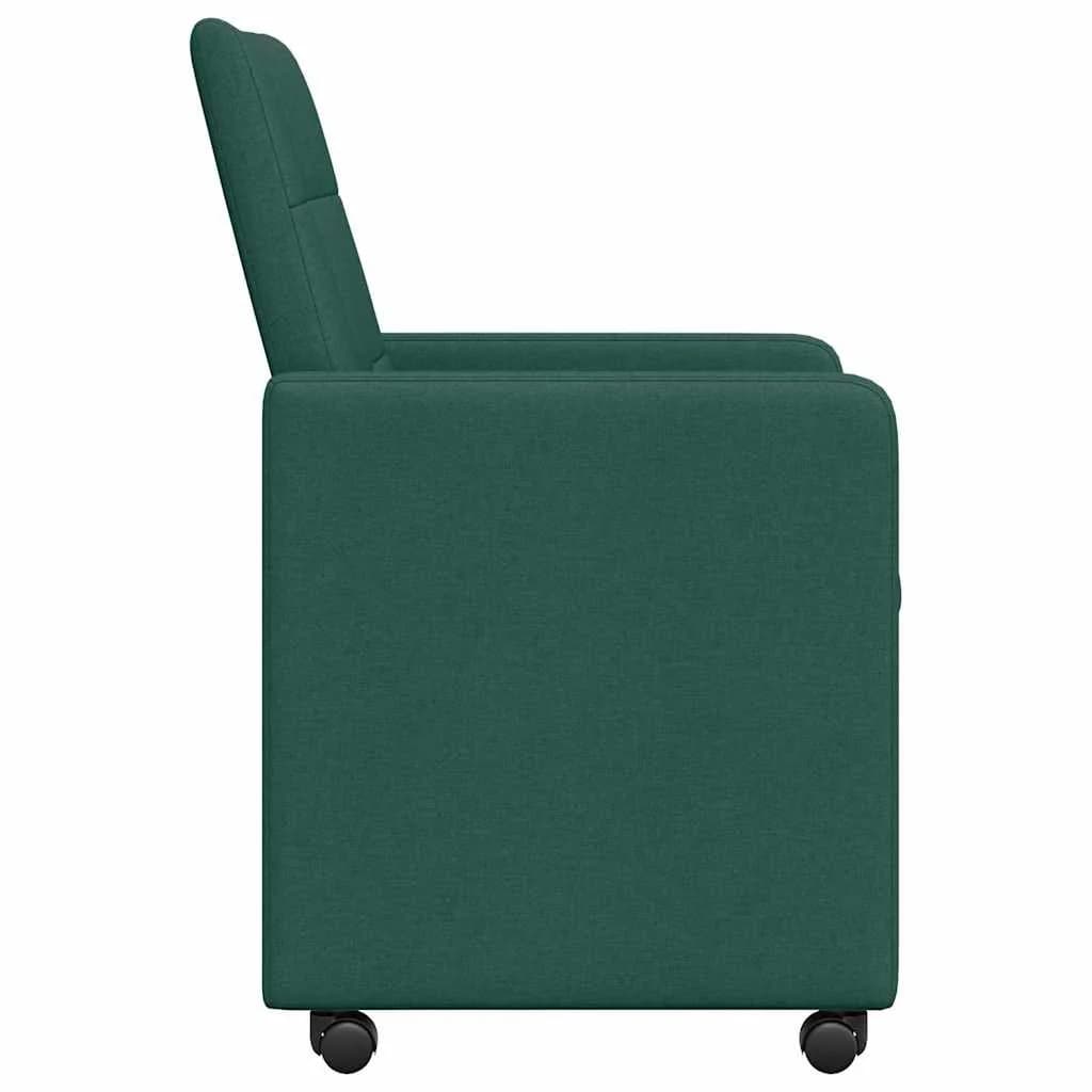Jedilni stoli s kolesi 2 kos blago Temno zelena 58 x 65 x 94 cm - slika 5