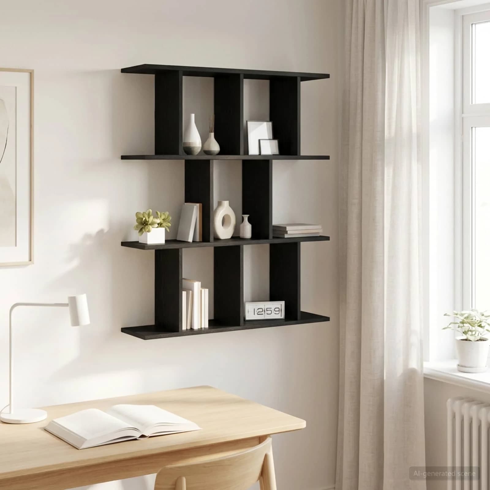 Stenska polica Črni hrast 80 x 20 x 96 cm Inženirski les