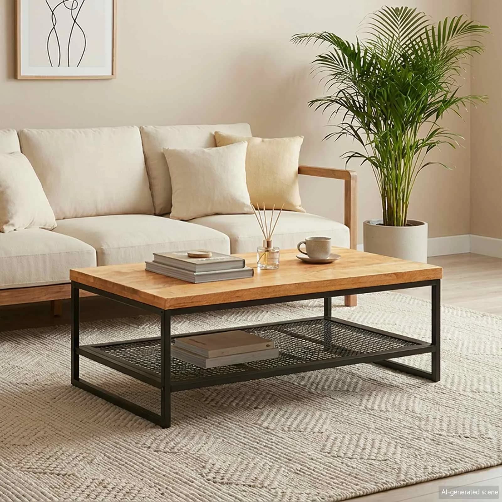 Klubska miza Rjava in črna 110 x 55 x 35 cm Masiven les manga